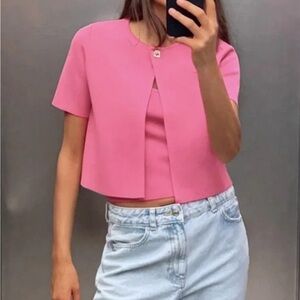 ZARA pink set sweater and tank top